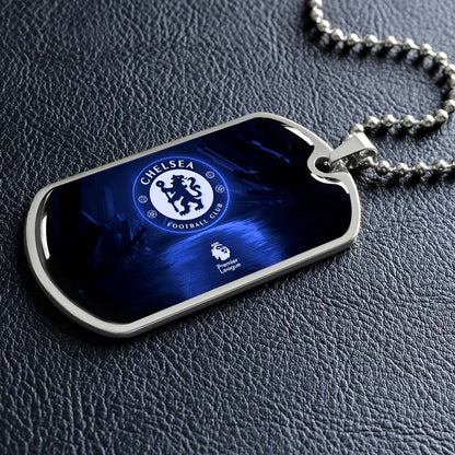 Soccer Dog Tag Necklace - SCD005 - Chelsea FC - Football Club - Military Ball Chain