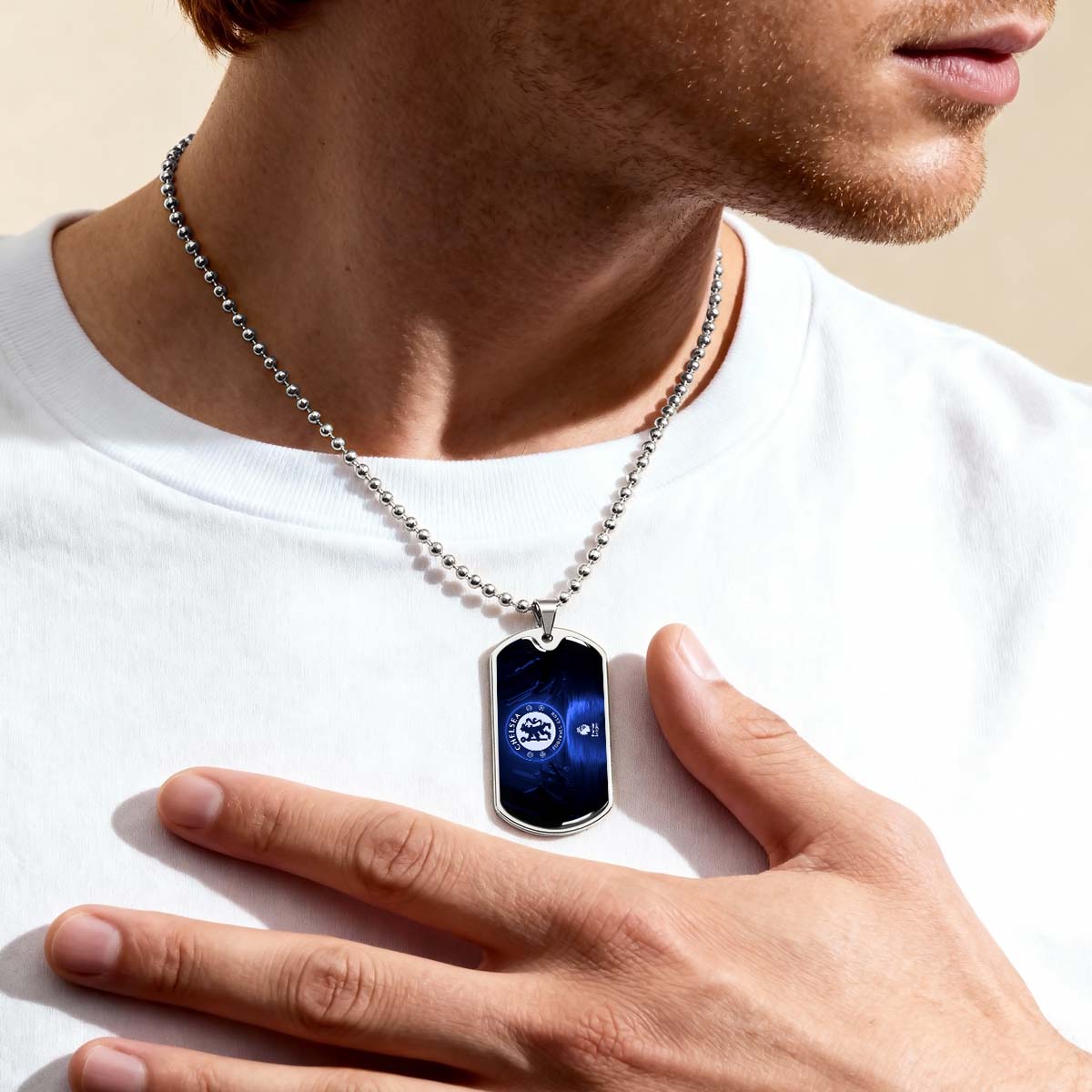 Soccer Dog Tag Necklace - SCD005 - Chelsea FC - Football Club - Military Ball Chain