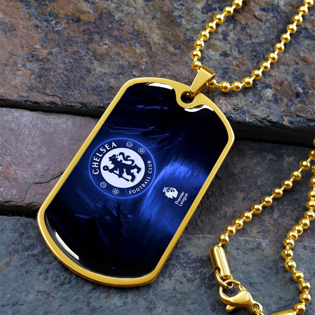Soccer Dog Tag Necklace - SCD005 - Chelsea FC - Football Club - Military Ball Chain