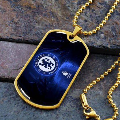 Soccer Dog Tag Necklace - SCD005 - Chelsea FC - Football Club - Military Ball Chain
