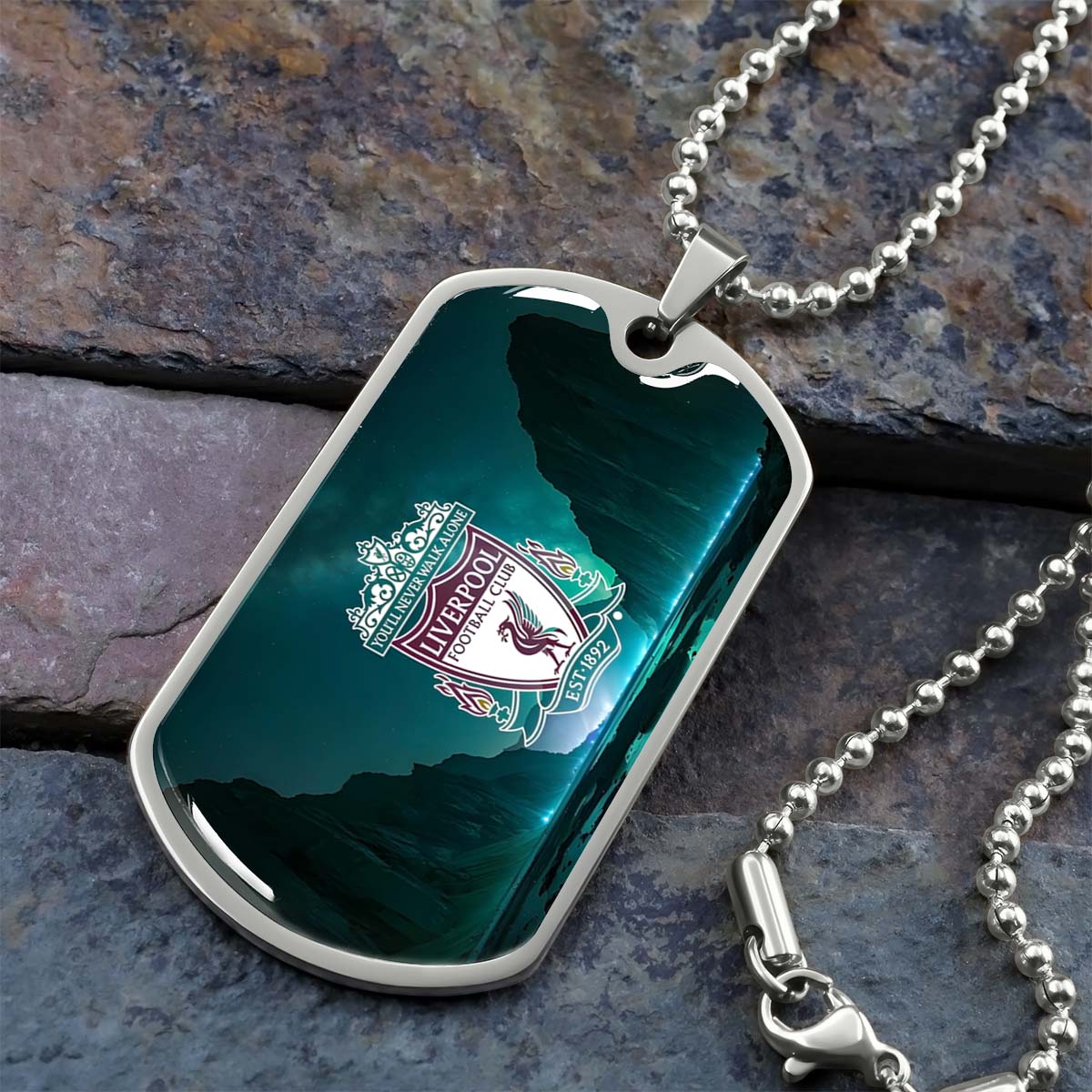 Soccer Dog Tag Necklace - SCD006 - You Never Walk Alone - Liverpool FC - Football Club - Military Ball Chain