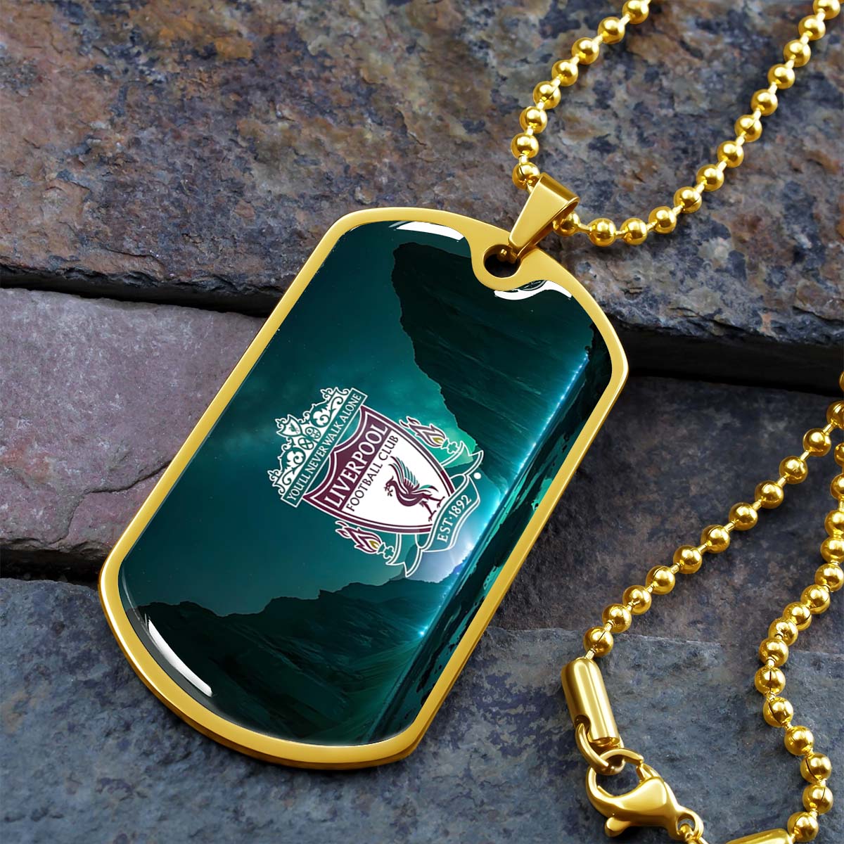 Soccer Dog Tag Necklace - SCD006 - You Never Walk Alone - Liverpool FC - Football Club - Military Ball Chain