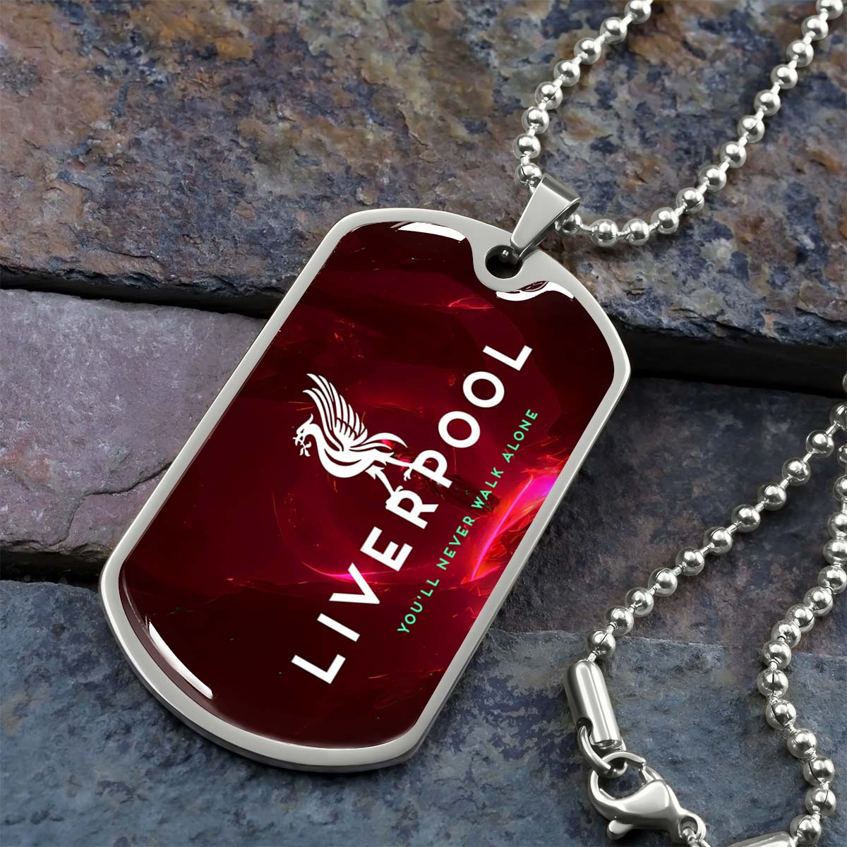 Soccer Dog Tag Necklace - SCD007 - You Never Walk Alone - Liverpool FC - Football Club - Military Ball Chain