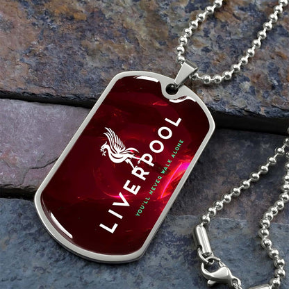 Soccer Dog Tag Necklace - SCD007 - You Never Walk Alone - Liverpool FC - Football Club - Military Ball Chain