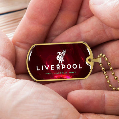 Soccer Dog Tag Necklace - SCD007 - You Never Walk Alone - Liverpool FC - Football Club - Military Ball Chain