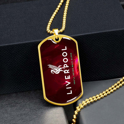 Soccer Dog Tag Necklace - SCD007 - You Never Walk Alone - Liverpool FC - Football Club - Military Ball Chain