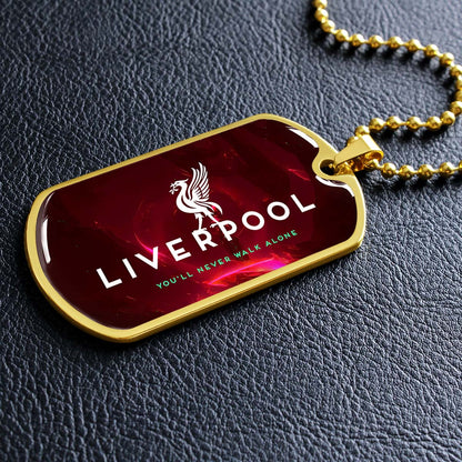 Soccer Dog Tag Necklace - SCD007 - You Never Walk Alone - Liverpool FC - Football Club - Military Ball Chain