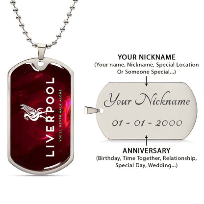 Soccer Dog Tag Necklace - SCD007 - You Never Walk Alone - Liverpool FC - Football Club - Military Ball Chain