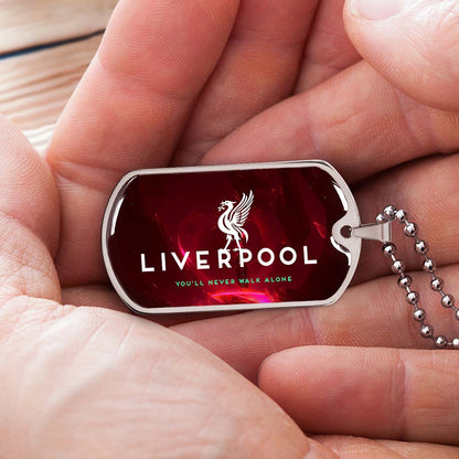 Soccer Dog Tag Necklace - SCD007 - You Never Walk Alone - Liverpool FC - Football Club - Military Ball Chain