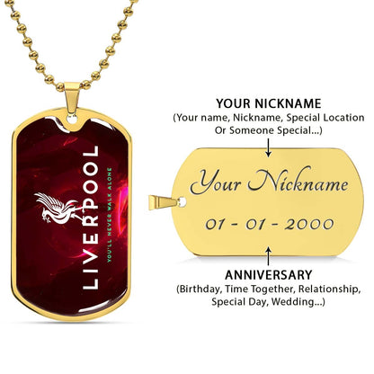 Soccer Dog Tag Necklace - SCD007 - You Never Walk Alone - Liverpool FC - Football Club - Military Ball Chain