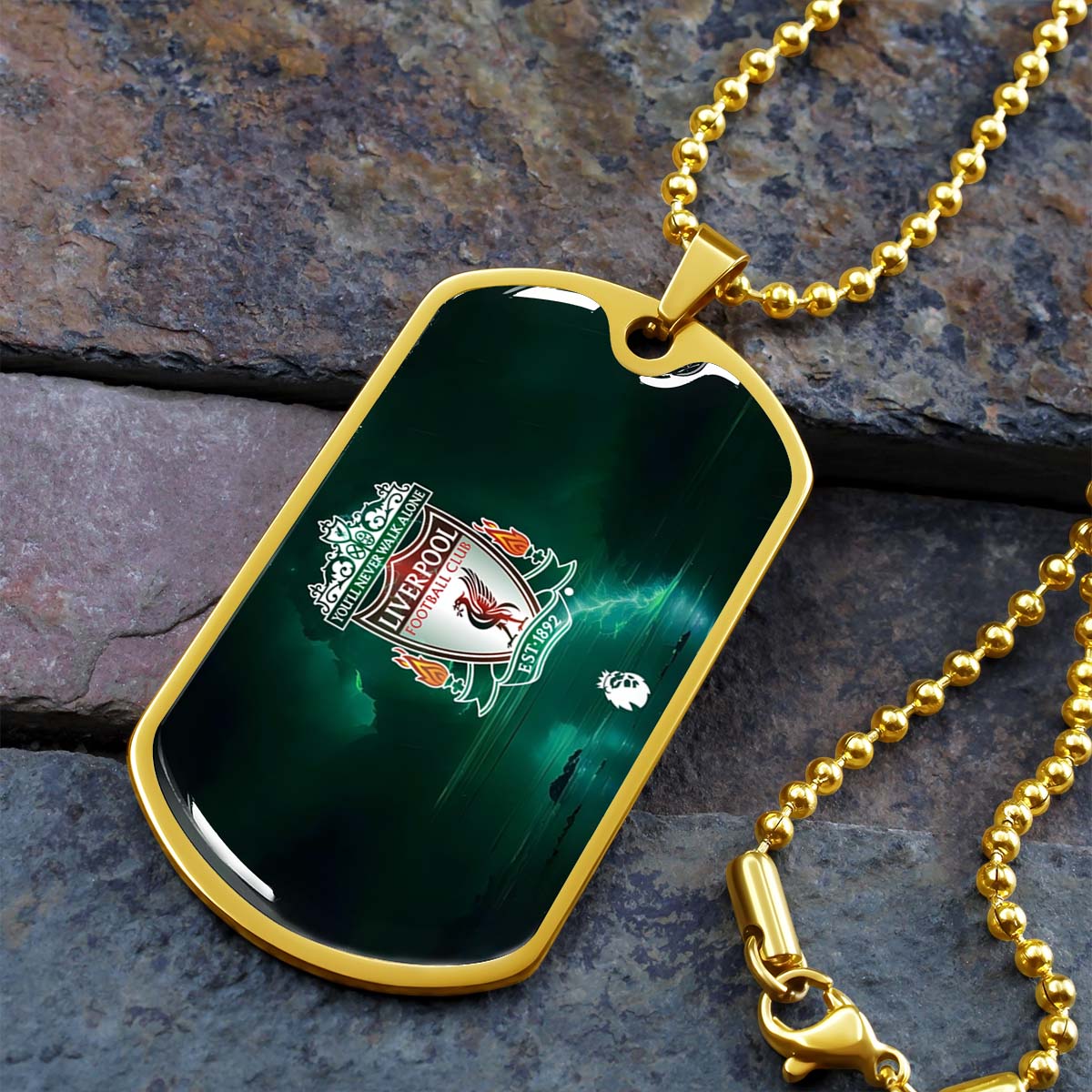 Soccer Dog Tag Necklace - SCD008 - You Never Walk Alone - Liverpool FC - Football Club - Military Ball Chain