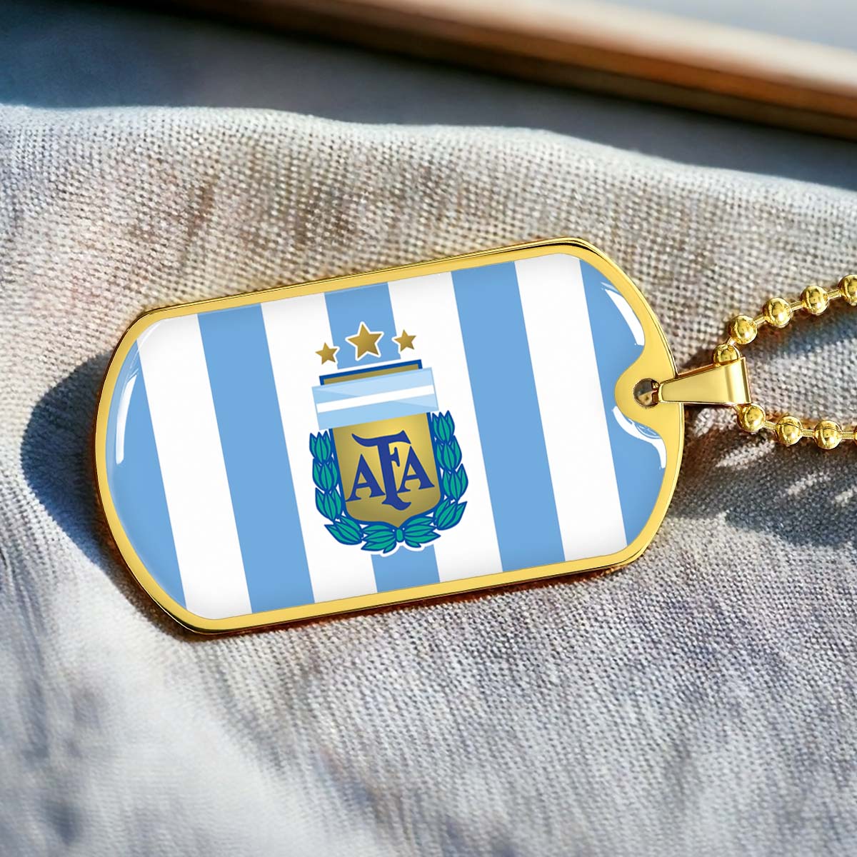Soccer Dog Tag Necklace - SCD009 - Argentina - National Football Team - Military Ball Chain