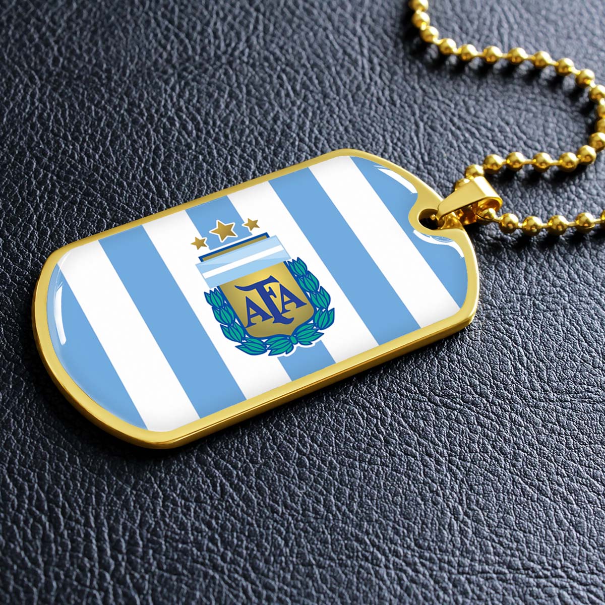 Soccer Dog Tag Necklace - SCD009 - Argentina - National Football Team - Military Ball Chain