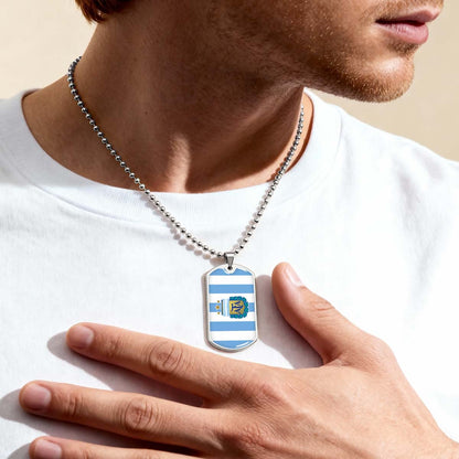 Soccer Dog Tag Necklace - SCD009 - Argentina - National Football Team - Military Ball Chain