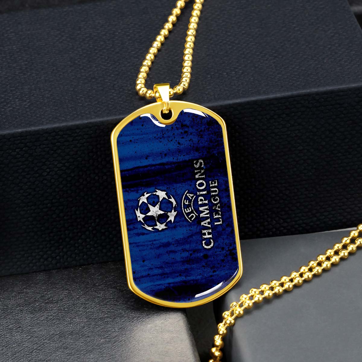 Soccer Dog Tag Necklace - SCD010 - UEFA Champions League - Military Ball Chain