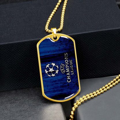Soccer Dog Tag Necklace - SCD010 - UEFA Champions League - Military Ball Chain