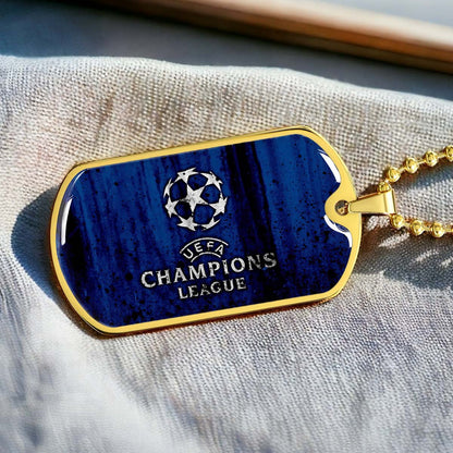 Soccer Dog Tag Necklace - SCD010 - UEFA Champions League - Military Ball Chain