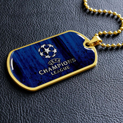 Soccer Dog Tag Necklace - SCD010 - UEFA Champions League - Military Ball Chain