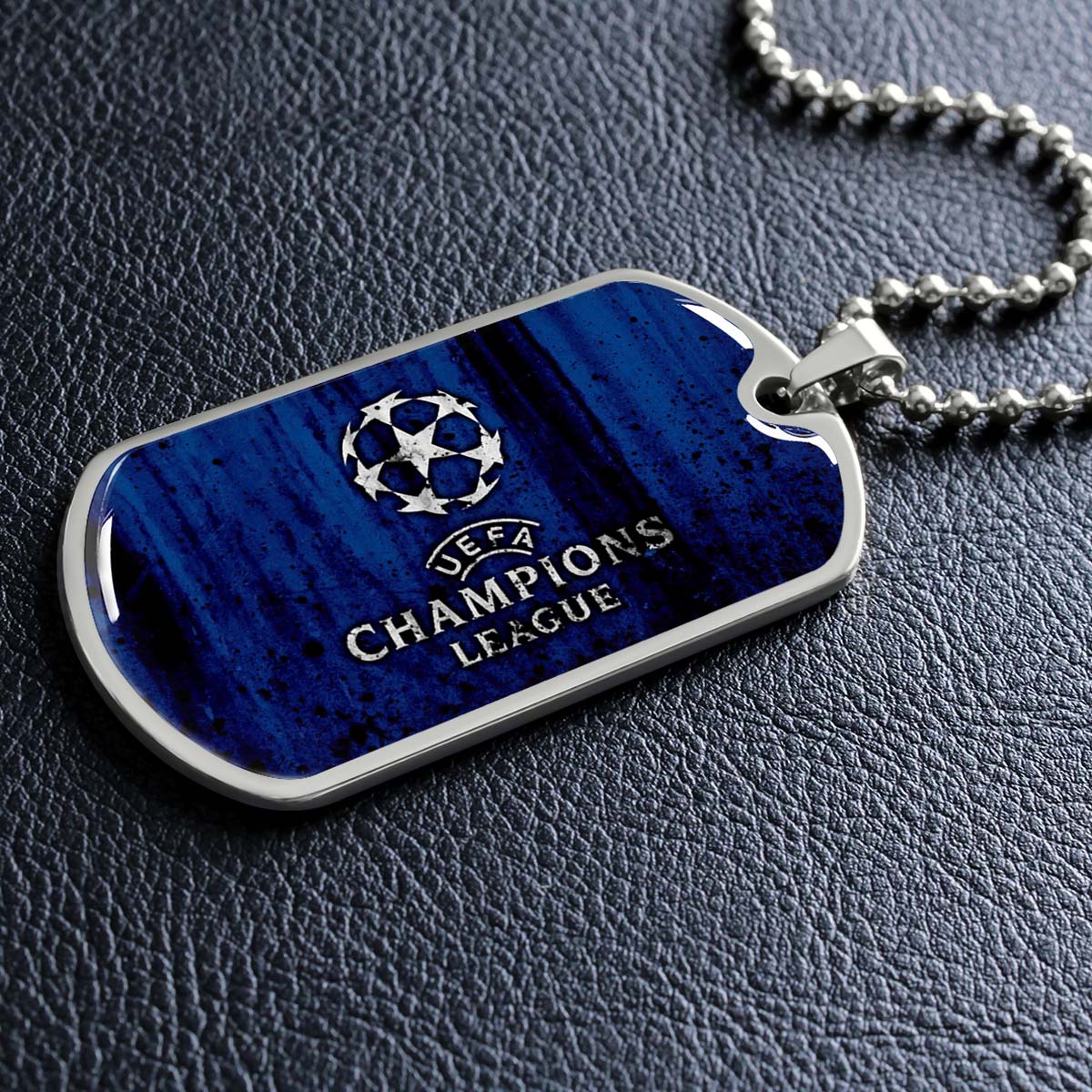 Soccer Dog Tag Necklace - SCD010 - UEFA Champions League - Military Ball Chain