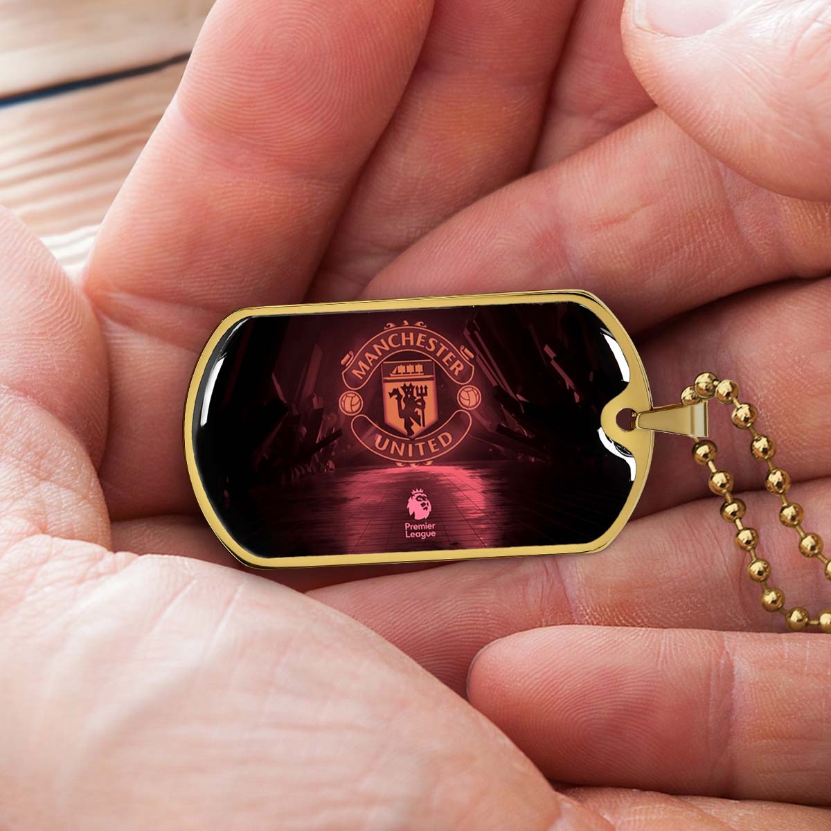 Soccer Dog Tag Necklace - SCD012 - Manchester United - Military Ball Chain