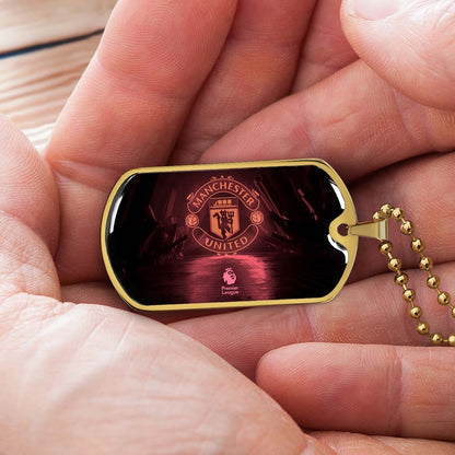 Soccer Dog Tag Necklace - SCD012 - Manchester United - Military Ball Chain