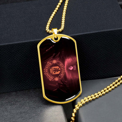 Soccer Dog Tag Necklace - SCD012 - Manchester United - Military Ball Chain