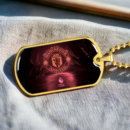 Soccer Dog Tag Necklace - SCD012 - Manchester United - Military Ball Chain