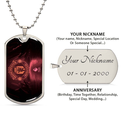 Soccer Dog Tag Necklace - SCD012 - Manchester United - Military Ball Chain