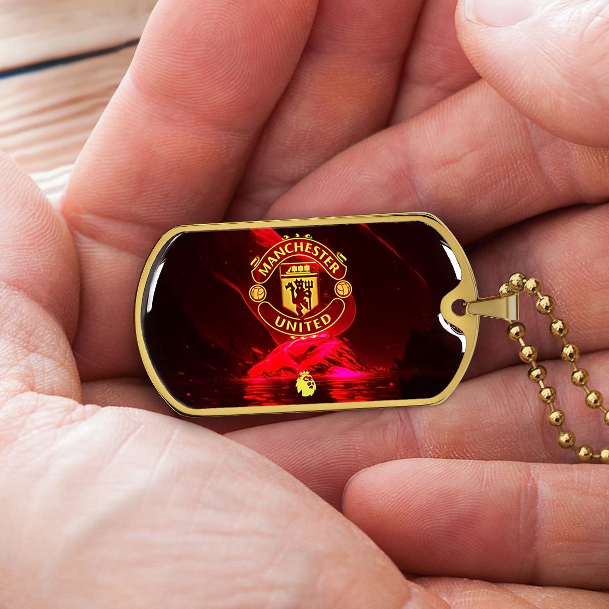Soccer Dog Tag Necklace - SCD013 - Manchester United - Military Ball Chain