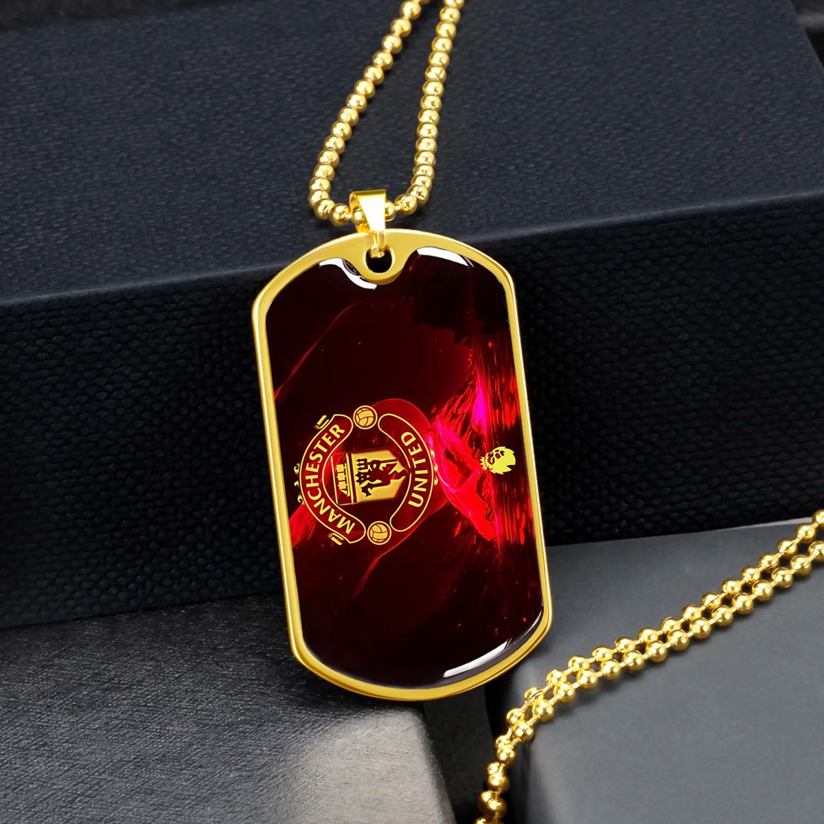 Soccer Dog Tag Necklace - SCD013 - Manchester United - Military Ball Chain