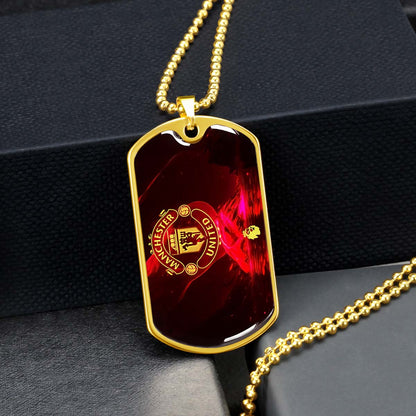 Soccer Dog Tag Necklace - SCD013 - Manchester United - Military Ball Chain