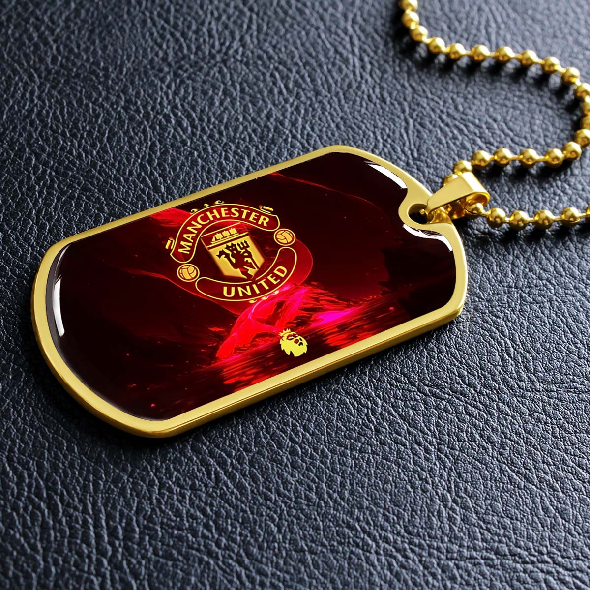Soccer Dog Tag Necklace - SCD013 - Manchester United - Military Ball Chain