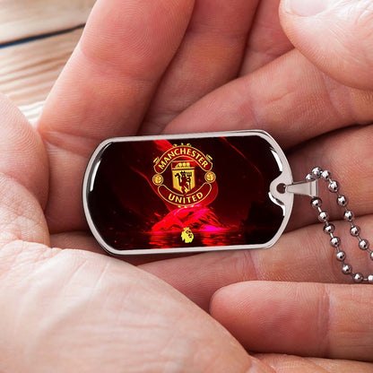 Soccer Dog Tag Necklace - SCD013 - Manchester United - Military Ball Chain