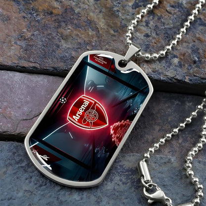Soccer Dog Tag Necklace - SCD014 - Arsenal FC - UEFA Champions League - Military Ball Chain