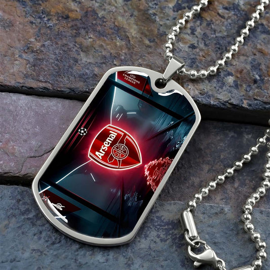 Soccer Dog Tag Necklace - SCD014 - Arsenal FC - UEFA Champions League - Military Ball Chain