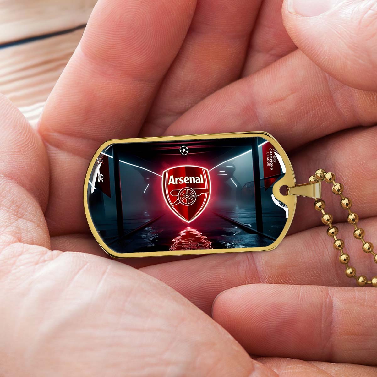 Soccer Dog Tag Necklace - SCD014 - Arsenal FC - UEFA Champions League - Military Ball Chain