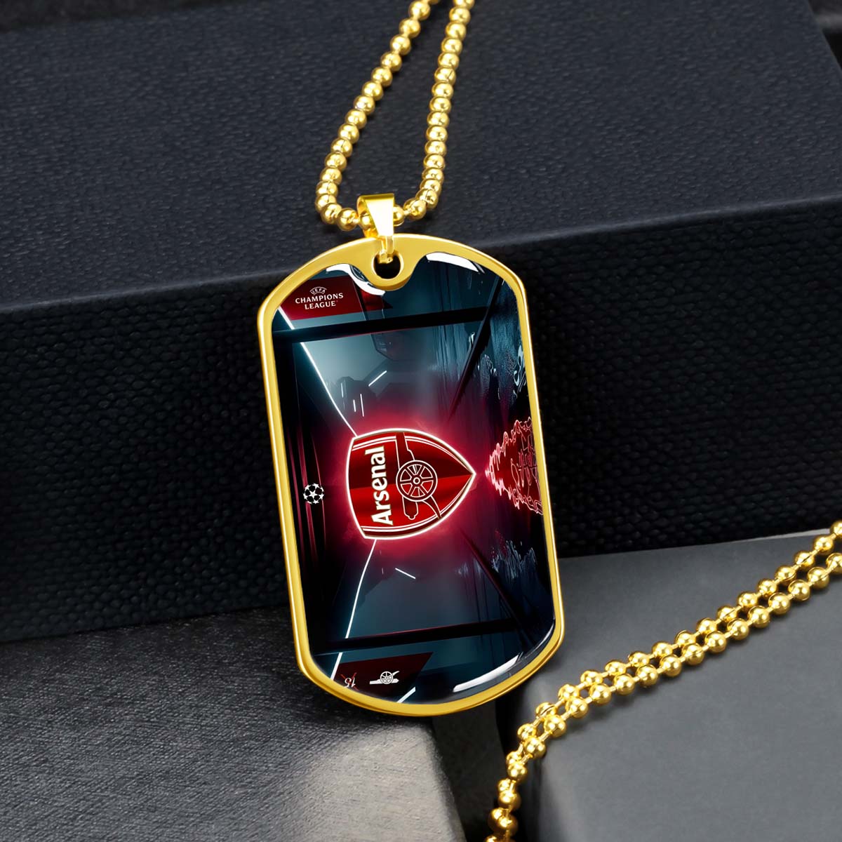 Soccer Dog Tag Necklace - SCD014 - Arsenal FC - UEFA Champions League - Military Ball Chain