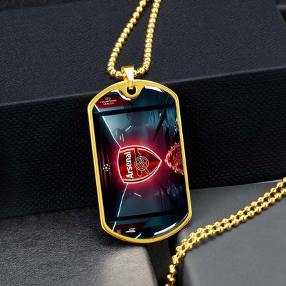 Soccer Dog Tag Necklace - SCD014 - Arsenal FC - UEFA Champions League - Military Ball Chain