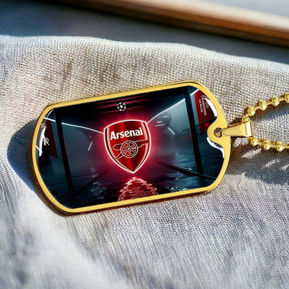 Soccer Dog Tag Necklace - SCD014 - Arsenal FC - UEFA Champions League - Military Ball Chain