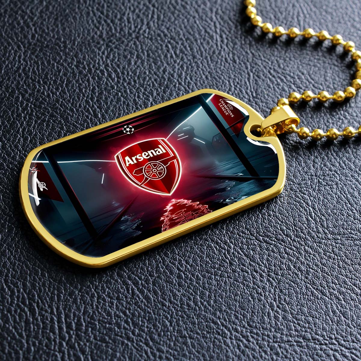 Soccer Dog Tag Necklace - SCD014 - Arsenal FC - UEFA Champions League - Military Ball Chain