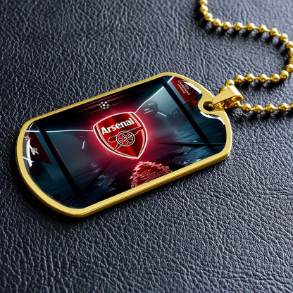 Soccer Dog Tag Necklace - SCD014 - Arsenal FC - UEFA Champions League - Military Ball Chain