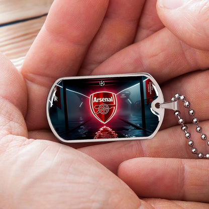 Soccer Dog Tag Necklace - SCD014 - Arsenal FC - UEFA Champions League - Military Ball Chain
