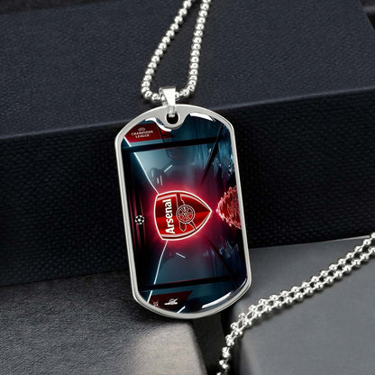 Soccer Dog Tag Necklace - SCD014 - Arsenal FC - UEFA Champions League - Military Ball Chain