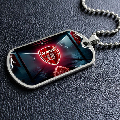 Soccer Dog Tag Necklace - SCD014 - Arsenal FC - UEFA Champions League - Military Ball Chain