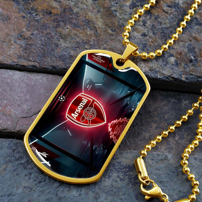 Soccer Dog Tag Necklace - SCD014 - Arsenal FC - UEFA Champions League - Military Ball Chain