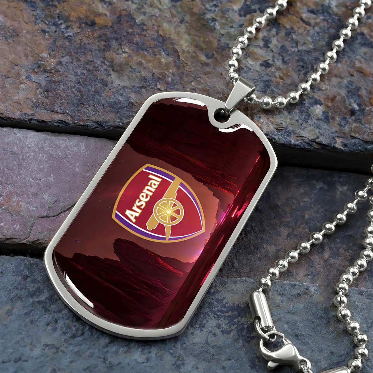 Soccer Dog Tag Necklace - SCD015 - Arsenal FC - Military Ball Chain