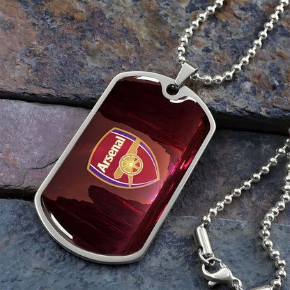 Soccer Dog Tag Necklace - SCD015 - Arsenal FC - Military Ball Chain
