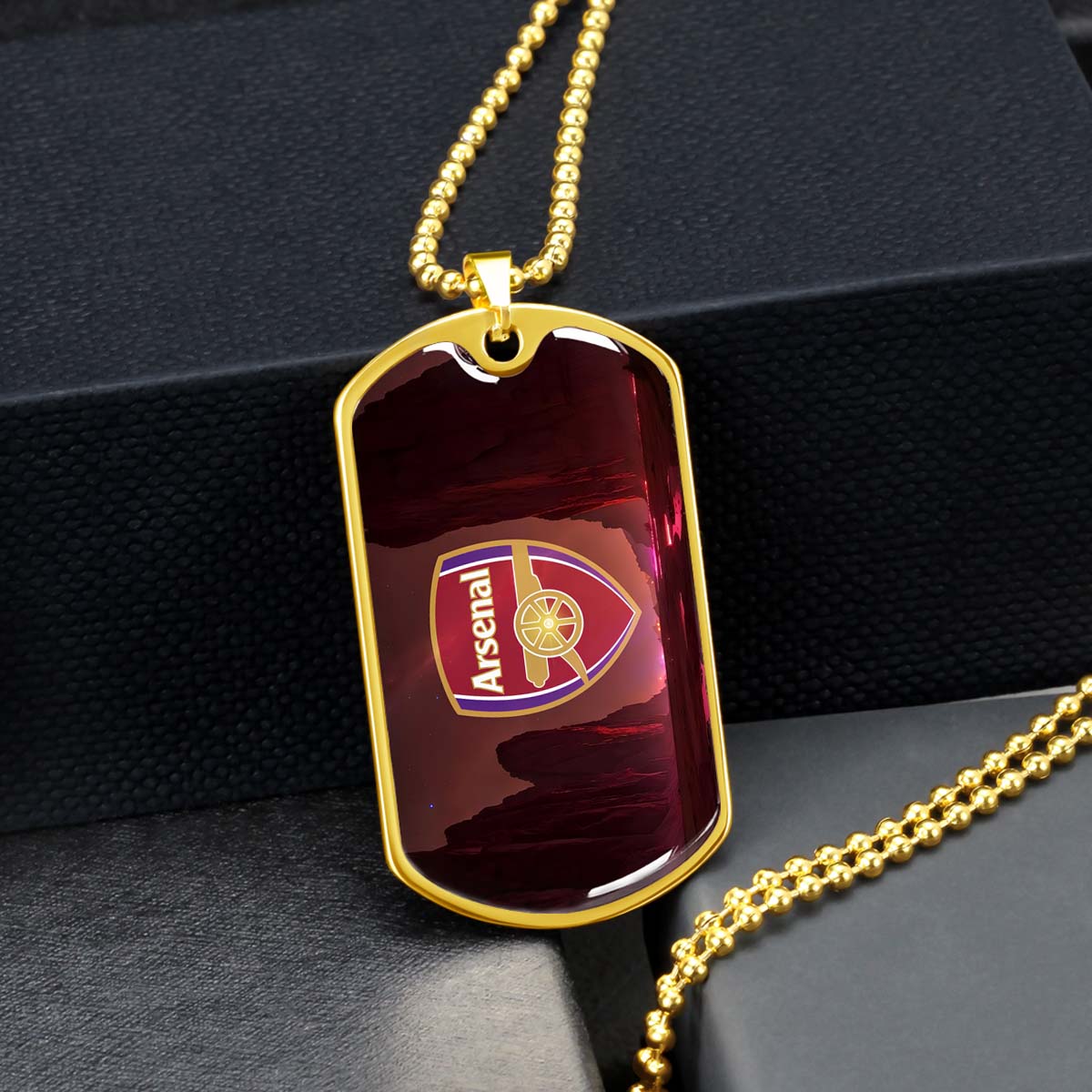 Soccer Dog Tag Necklace - SCD015 - Arsenal FC - Military Ball Chain