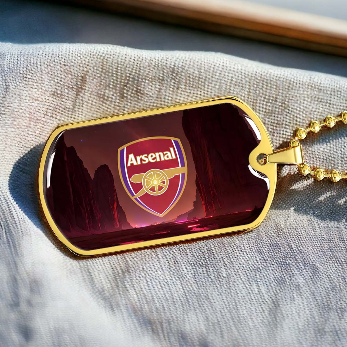 Soccer Dog Tag Necklace - SCD015 - Arsenal FC - Military Ball Chain