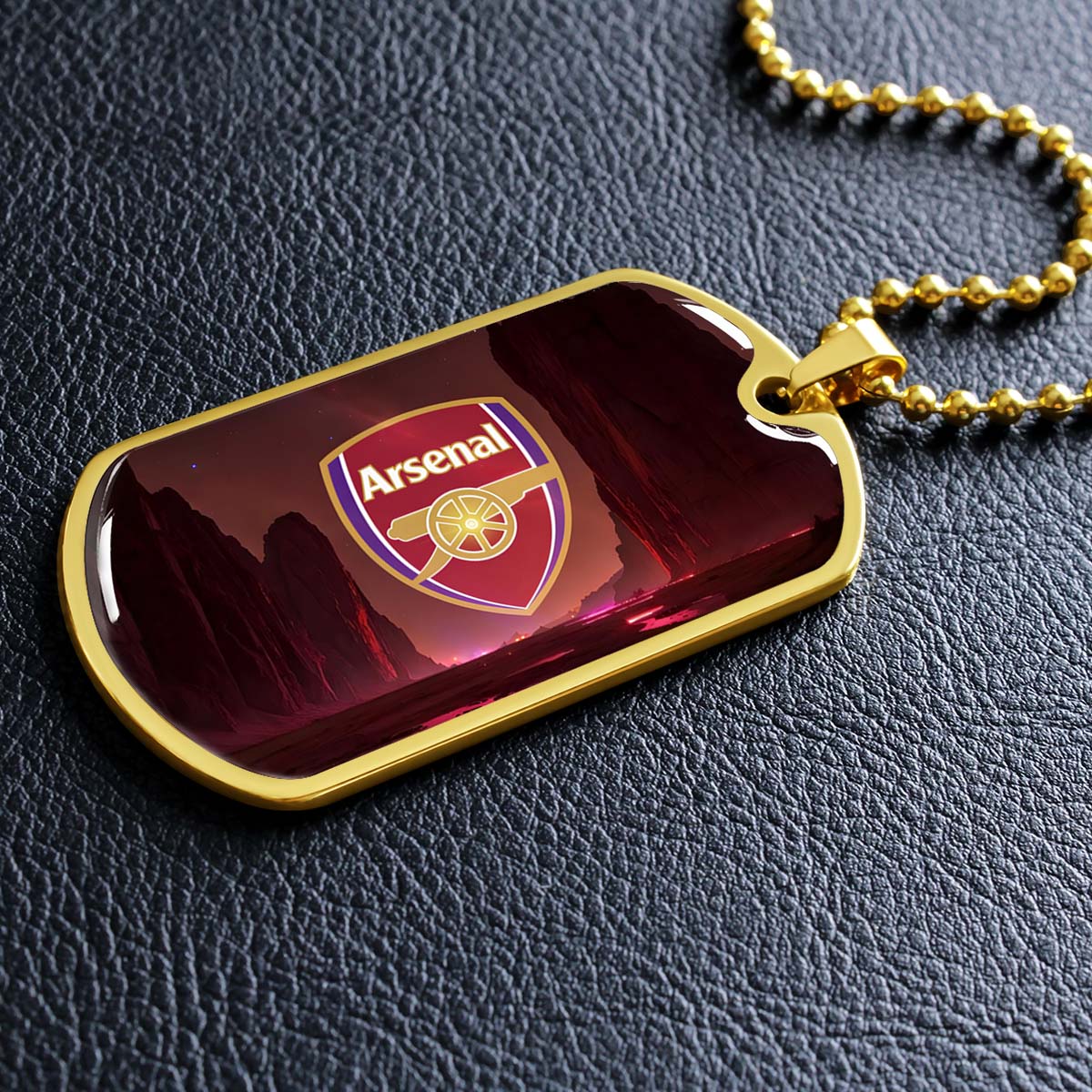 Soccer Dog Tag Necklace - SCD015 - Arsenal FC - Military Ball Chain